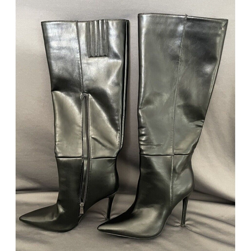 Primadonna Collection Boots Womens 39 Tall Riding Boots Black Faux Leather Heels